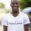 T-shirt Homme Voyageur Confiné Col V 100% Coton Bio - 1