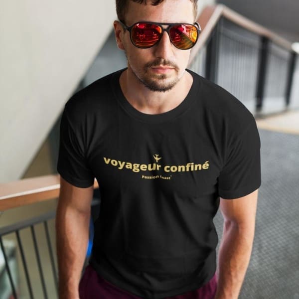T-shirt Homme Voyageur Confiné Col Rond 100% Coton Bio - 2